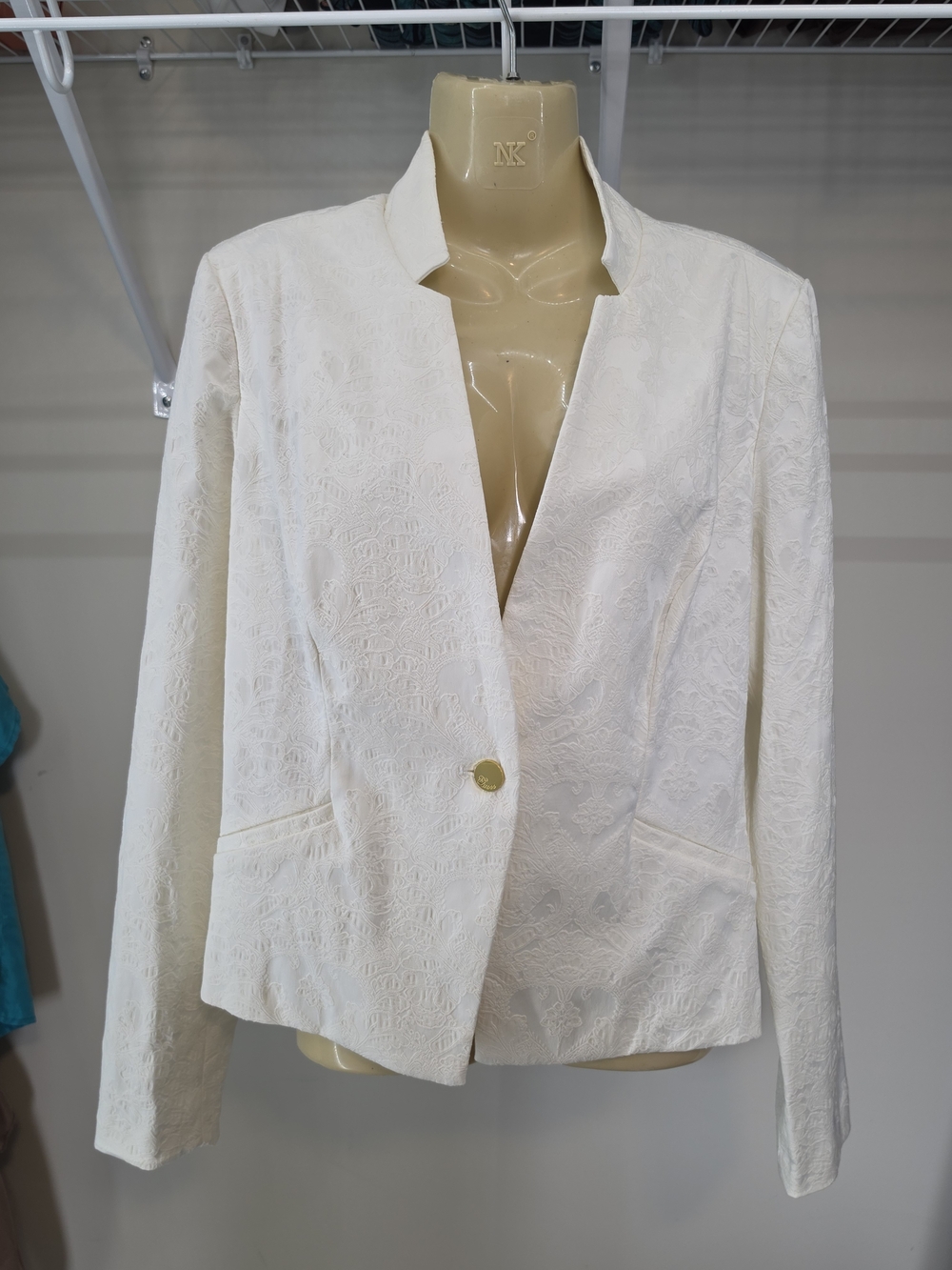 NEW GUESS PEONIE BROCADE FLORAL JACQUARD BLAZER MILK NWT SIZE L